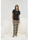 16458 KADIN TAŞ BASKILI PANTOLON TAKIM
