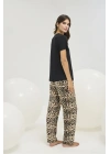 16458 KADIN TAŞ BASKILI PANTOLON TAKIM