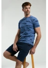 Erkek Mavi Bermuda Takım
