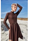 Kadın Sarah Uzun Kollu Tam Kapalı Tesettür Mayo 1122 Kahverengi