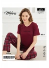 Kadın Bisiklet Yaka MİLAN Likralı Kısa Kol Pijama Takımı 50107BB - 1 Adet