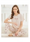 Kadın Bisiklet Yaka MİLAN Likralı Kısa Kol Pijama Takımı 50107Ekru - 1 Adet