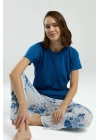 Kadın Mavi Kısa Kol Pijama Takım