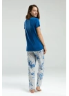 Kadın Mavi Kısa Kol Pijama Takım