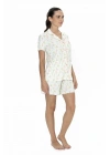U.s Polo Assn. 20081 Kadın Kısa Kollu Şortlu Gömlek Pijama Takım-Ekru