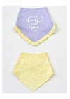 Organik Fular Önlük 2li Love You Baby Yellow Lavender