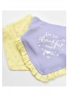 Organik Fular Önlük 2li Love You Baby Yellow Lavender