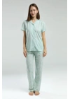 Cepli, Gömlek Yaka, Düğmeli, Kısakollu, Kutulu, Yazlık Pijama Takım