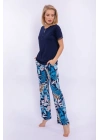 Yaprak Desenli Lacivert Kadın Homewear