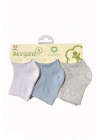 Biorganik Desenli Basic 3lü Çorap 68344 Mavi Ekru Gri