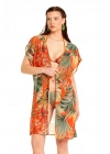 Yaprak Desen Önü Açık Kısa Pareo