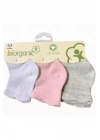 Biorganik Desenli Basic 3lü Çorap Beyaz-pembe-gri