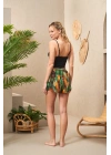 25193 Kadın Büstiyerli Desenli Üçlü Şort Takım