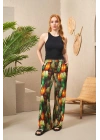 25194 Kadın Askılı Desenli Bol Paça Pantolon Takım