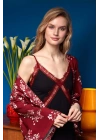 Kadın Bordo Sabahlık Takım 2 Parça 8618