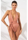 Derin Sırt Dekolteli Belden Çapraz Bağlamalı High Leg Mayokini Çift Astarlı Pedli DLX-231604
