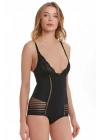 Göğsü Dantelli Vücut Korse / Tüm Gün Giyilebilir / Siyah