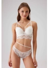 Kadın Ekru 4731 Rome Soft Push Up Dolgulu Simli Şeritli Balenli Sütyen Takım