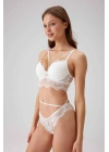 Kadın Ekru 4731 Rome Soft Push Up Dolgulu Simli Şeritli Balenli Sütyen Takım
