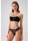 Kadın Siyah 4732 Verona Straplez Simli Şeritli Sütyen Takım
