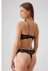Kadın Siyah 4732 Verona Straplez Simli Şeritli Sütyen Takım