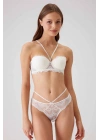 Kadın Ekru 4732 Verona Straplez Simli Şeritli Sütyen Takım