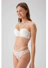 Kadın Ekru 4732 Verona Straplez Simli Şeritli Sütyen Takım