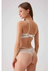 Kadın Ekru 4732 Verona Straplez Simli Şeritli Sütyen Takım