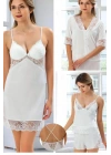 Çeyizlik Dantelli Saten 6lı Set -ekru