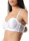 1680 Beyaz Renk Balenli Desteksiz Straplez Toparlayıcı Küçültücü Sütyen