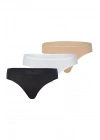 Kadın Slip Külot 3lü Paket Essential 1575 - Beyaz Ten Siyah