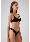 Siyah 4660 Robinetta Balenli Pedli Çiçek Dantelli Bralet Sütyen Ve Tanga / Fantezi Iç Çamaşır Takımı