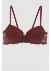 Kadın Vişne 6200 Madrid Balenli Desteksiz Dantelli Sütyen (TAK - ÇIKAR ASKILI)