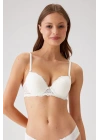 Kadın Ekru 6200 Madrid Balenli Desteksiz Dantelli Sütyen (TAK - ÇIKAR ASKILI)