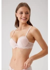 Kadın Pudra 6200 Madrid Balenli Desteksiz Dantelli Sütyen (TAK - ÇIKAR ASKILI)