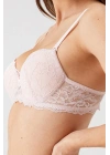 Kadın Pudra 6200 Madrid Balenli Desteksiz Dantelli Sütyen (TAK - ÇIKAR ASKILI)