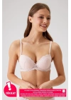 Kadın Pudra 6201 Milan Balenli Destekli Dantelli Sütyen (TAK - ÇIKAR ASKILI)