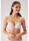 Kadın Pudra 6201 Milan Balenli Destekli Dantelli Sütyen (TAK - ÇIKAR ASKILI)