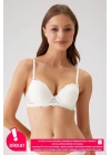 Kadın Ekru 6201 Milan Balenli Destekli Dantelli Sütyen (TAK - ÇIKAR ASKILI)