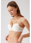Kadın Ekru 6201 Milan Balenli Destekli Dantelli Sütyen (TAK - ÇIKAR ASKILI)
