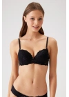 Kadın Siyah 6201 Milan Balenli Destekli Dantelli Sütyen (TAK - ÇIKAR ASKILI)