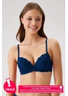 Kadın Lacivert 6201 Milan Balenli Destekli Dantelli Sütyen (TAK - ÇIKAR ASKILI)