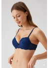 Kadın Lacivert 6201 Milan Balenli Destekli Dantelli Sütyen (TAK - ÇIKAR ASKILI)