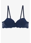 Kadın Lacivert 6201 Milan Balenli Destekli Dantelli Sütyen (TAK - ÇIKAR ASKILI)