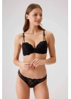 Kadın Siyah 4030 Madrid Balenli Desteksiz Dantelli Sütyen Takım