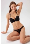 Kadın Siyah 4030 Madrid Balenli Desteksiz Dantelli Sütyen Takım