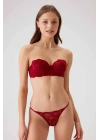 Kadın Bordo 4032 Balenli Destekli Straplez Sütyen Takım