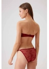 Kadın Bordo 4032 Balenli Destekli Straplez Sütyen Takım