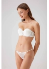 Kadın Ekru 4032 Balenli Destekli Straplez Sütyen Takım
