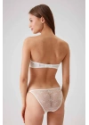 Kadın Ekru 4032 Balenli Destekli Straplez Sütyen Takım